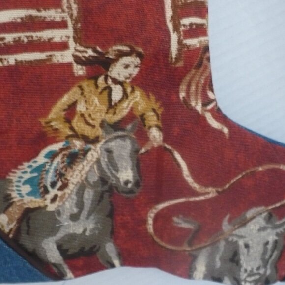 Handmade Western Ranch Style Christmas Stocking - Picture 2 of 6